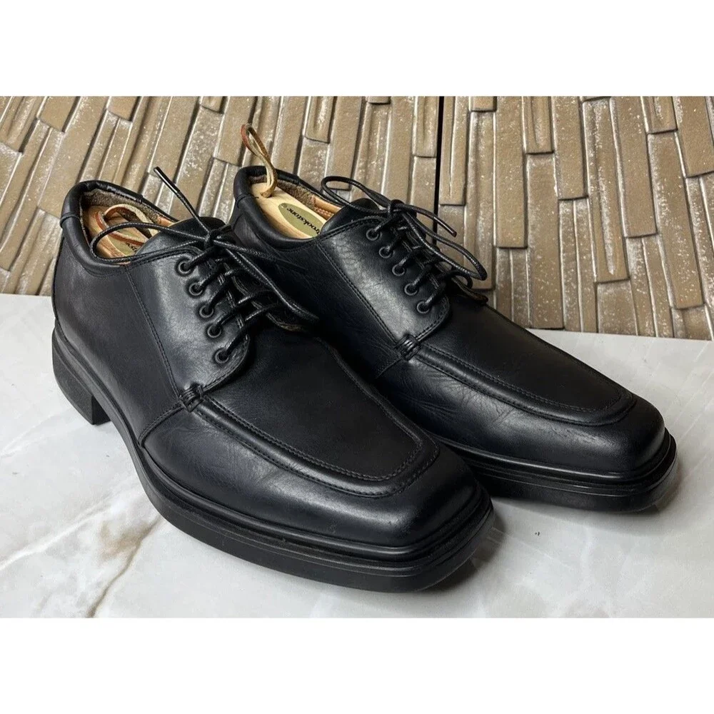 Donald J Pliner Executive Dress Oxfords Lace Up Shoes Italy Black Leather Sz 9 M